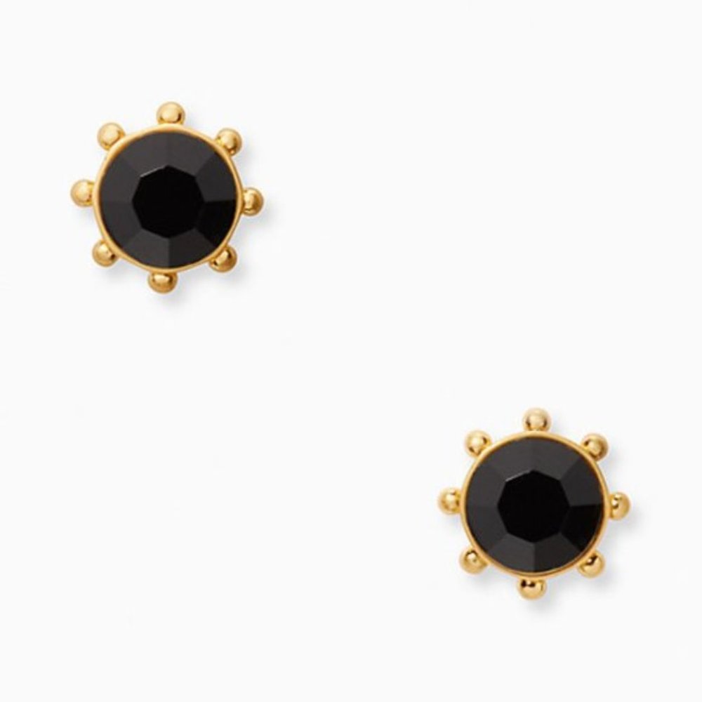 🖤 NEW Kate Spade Jet Flying Colors Bezel Stud Earrings